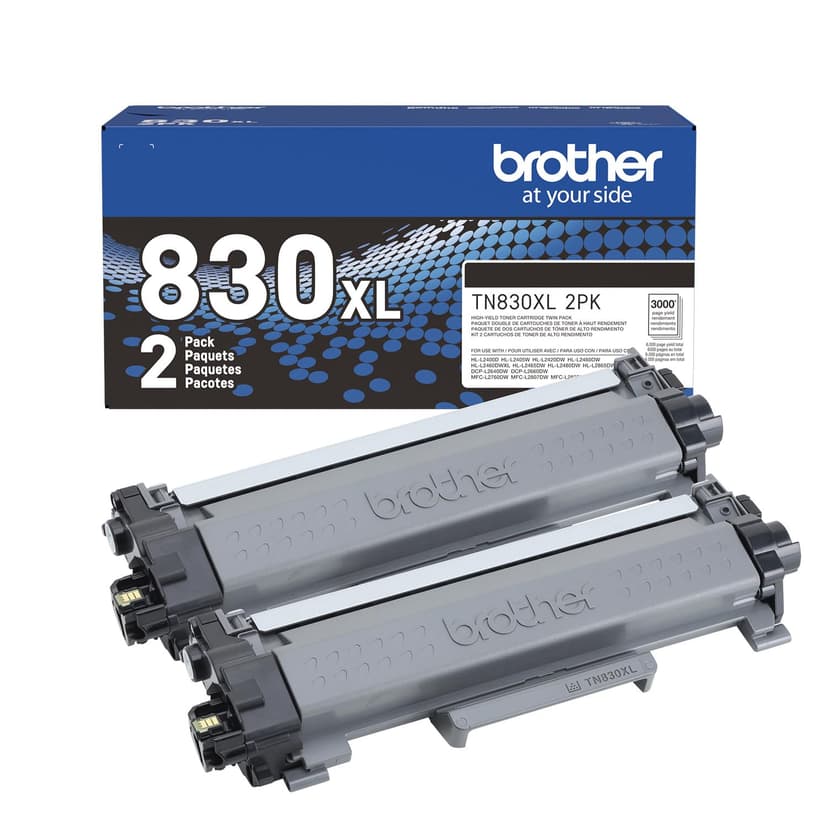Brother Genuine TN830XL 2PK Black High Yield Printer Toner Cartridge 2-Pack – Print up to 3,000 Pages Each(1)