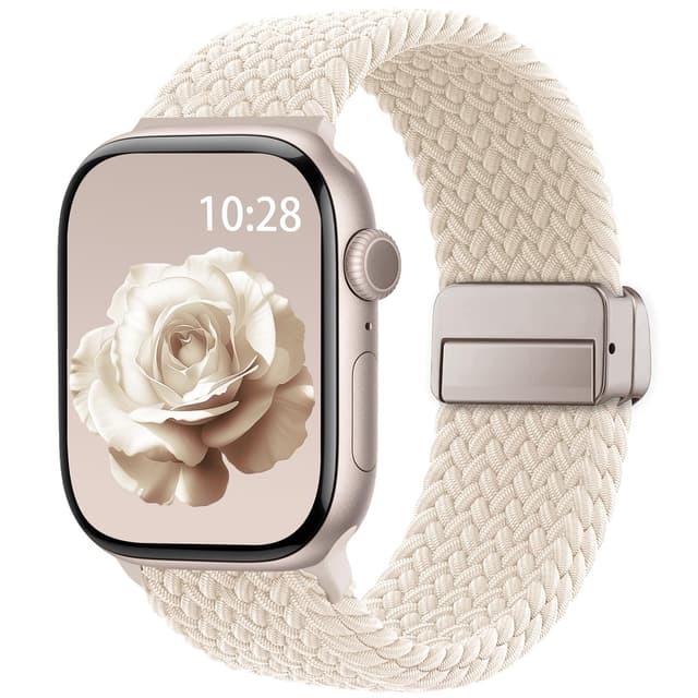 Braided Stretchy Band Compatible with Apple Watch Bands 38mm 40mm 41mm 42mm 44mm 45mm 46mm 49mm Women Men, Soft Nylon Solo Loop Magnetic Sport Strap for iWatch Series 11 10 9 8 7 6 5 4 3 2 1 SE Ultra