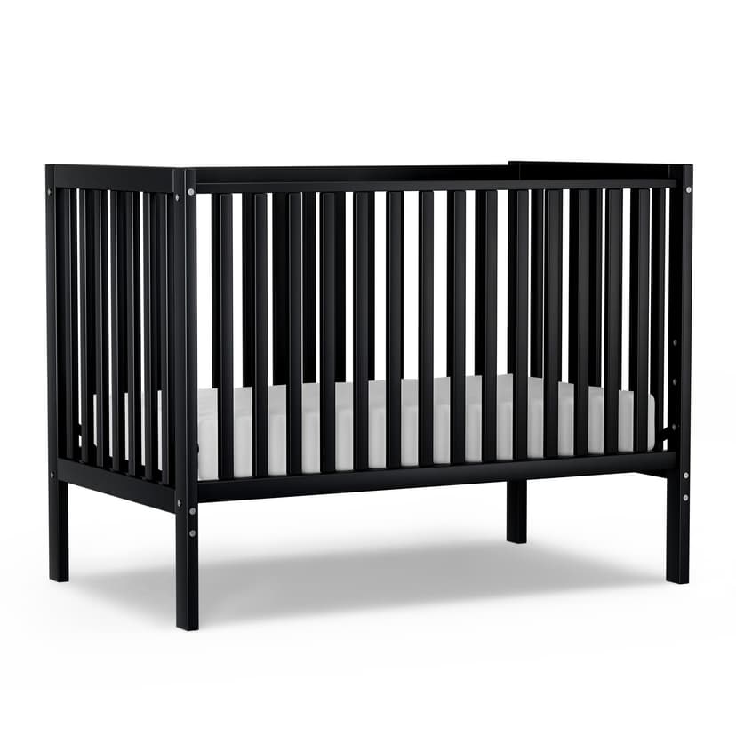 Saylike Baby Crib 5-in-1 Convertible, Wood Full Size Toddler Bed for Small Baby, Made of Sustainable Natural Pinewood Cribs, Non-Toxic Finish, Simplistic Nursery Furniture (Black)