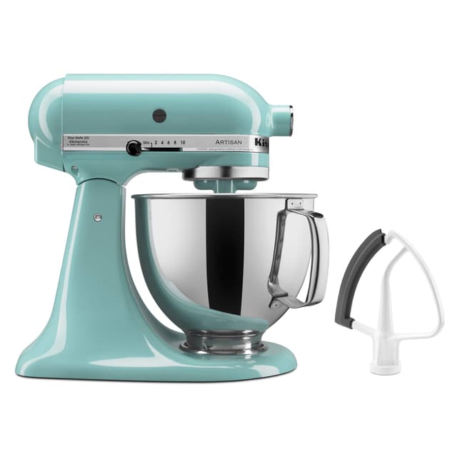 KitchenAid Value Bundle Artisan Series 5 Quart Tilt-Head Stand Mixer with Included Flex Edge Beater, KSM150FEAQ, Aqua Sky