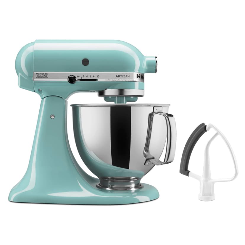 KitchenAid Value Bundle Artisan Series 5 Quart Tilt-Head Stand Mixer with Included Flex Edge Beater, KSM150FEAQ, Aqua Sky