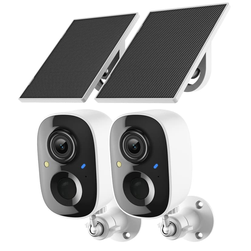 2K Security Camera Wireless Outdoor,Solar Powered WiFi Cameras for Home Security with Motion Detection,Color Night Vision(Spotlight),Instant Alert,2-Way Audio,Siren&SD/Cloud Storage,IP65,2.4GHz,2 Pack