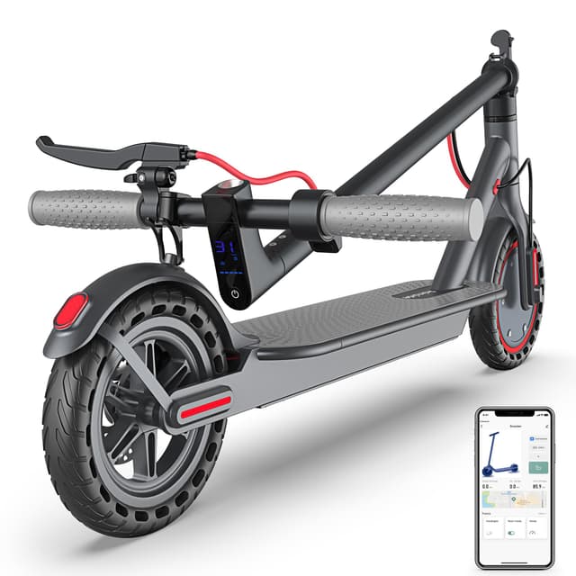 Roinside Electric Scooter Adults - 8.5" Solid Tires/350W Motor, 19 MPH Digital Display, Up to 21 Miles Long-Range Commuting Folding E-Scooter with Dual Braking System and App Control