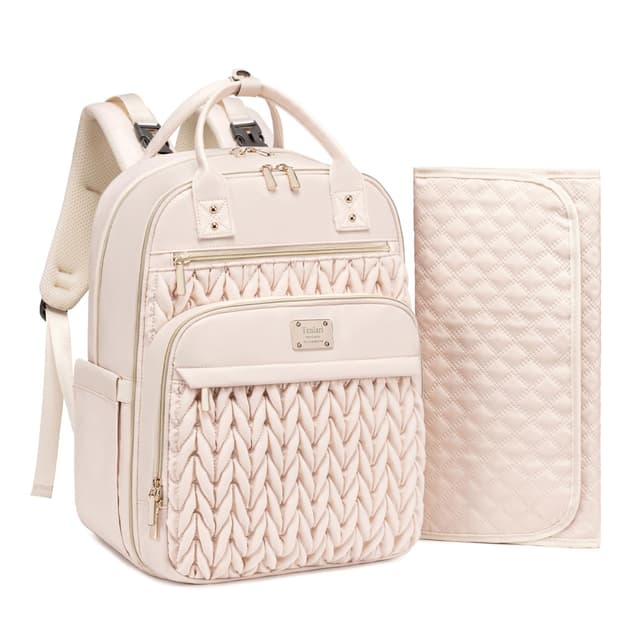 Tealari Diaper Bag Backpack,Stylish Baby Diaper Bag,Waterproof Travel Diaper Backpacks Baby Bags with Changing Pad,Stroller Straps,Insulated Pockets (Beige)