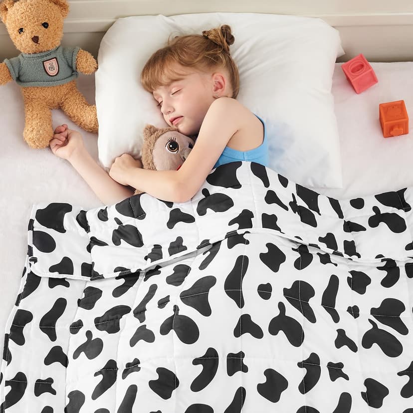 yescool Weighted Blanket 3 Pounds Cooling Weighted Lap Blanket, Cow Print Heavy Blanket for Sleeping, Weighted Throw Blanket Gift for 20-40lbs,36"x48"