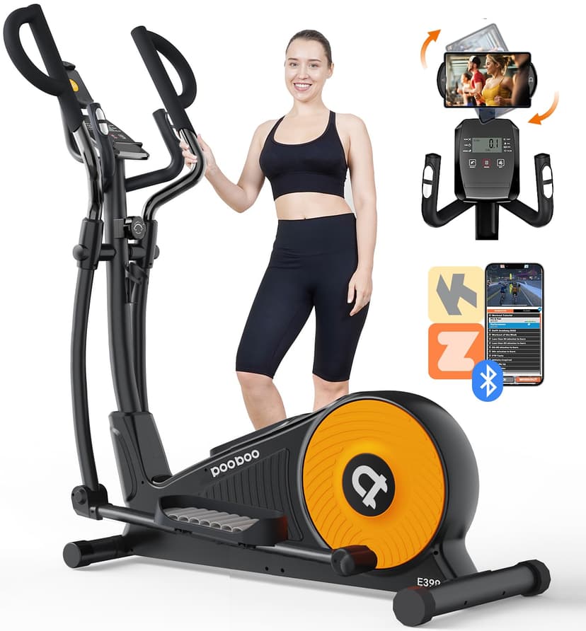 pooboo Elliptical Machine, Elliptical Exercise Machine with 16-Level Resistance& Hyper-Quiet Magnetic Driving System, Elliptical Machine for Home with LCD Monitor&15.5IN Stride, 350LBS Weight Capacity