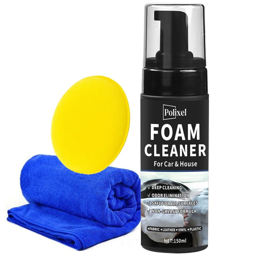POLIXEL Multifunctional Foam Cleaner for Car - Car Interior Cleaner & Deep Stain Remover for Home, Powerful Foam Removes Dirt and Stains from Seat, Fabric and Carpets - 5oz / 150ml