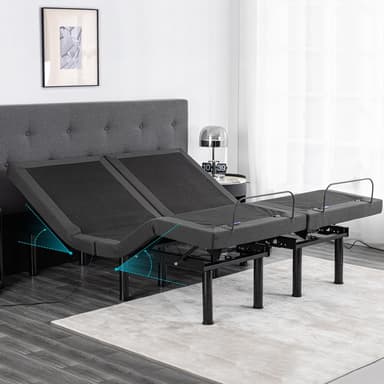 Vipbear Split King Adjustable Bed with Thickened Frame, Adjustable Bed Base with Wireless Remote, Separate Head/Foot Lift, Sturdy Metal, Easy Assembly Electric Smart Bed Frame