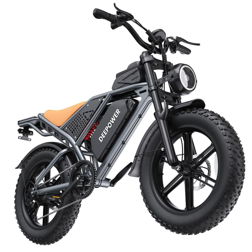 DEEPOWER Electric Bike for Adults,2000W Peak Motor&32MPH Electric Dirt Bike，48V 20AH/35AH/60AH Battery, 70-160 Max Miles,Dual Suspension Ebikes for Adults, 20" Fat Tire E Bike
