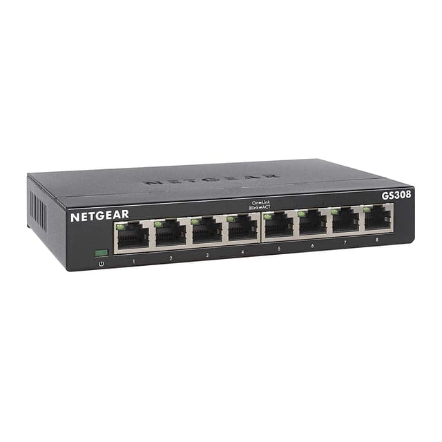 NETGEAR 8-Port Gigabit Ethernet Unmanaged Essentials Switch (GS308) - Home Network Hub, Office Ethernet Splitter, Plug-and-Play, Silent Operation, Desktop or Wall Mount