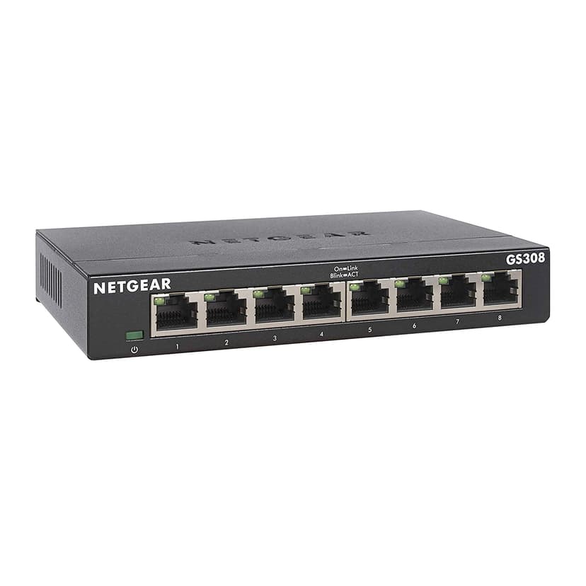 NETGEAR 8-Port Gigabit Ethernet Unmanaged Essentials Switch (GS308) - Home Network Hub, Office Ethernet Splitter, Plug-and-Play, Silent Operation, Desktop or Wall Mount
