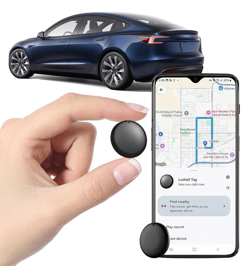 GPS Tracker for Vehicles - Car GPS Tracker Device, Real-Time Mini Vehicle Tracker, No Subscription & No SIM Card Required, Works with Android and iOS (Black)