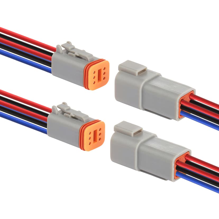 WOODGUILIN Deutsch DT 6 Pin Connector,6 Way DT Automotive Waterproof Electrical Connector Male Female Plug Wiring Harness,with 16 AWG Cable Wire,for Car,Truck,Boats,LED Work Light.（2 Pairs,6P DT Gray）