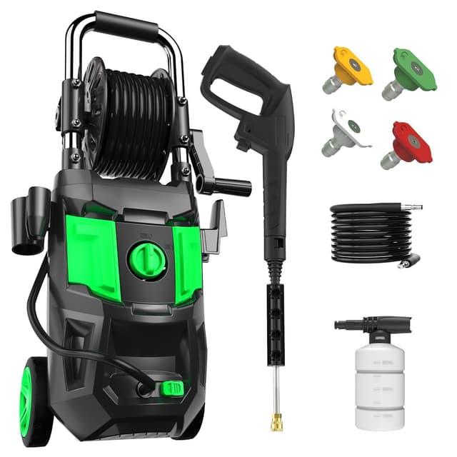Pressure Washer Power Washer with 4500MAX-PSI, 4 Nozzles, Foam Cannon for Cleaning Cars, Driveways, Patios(Green)
