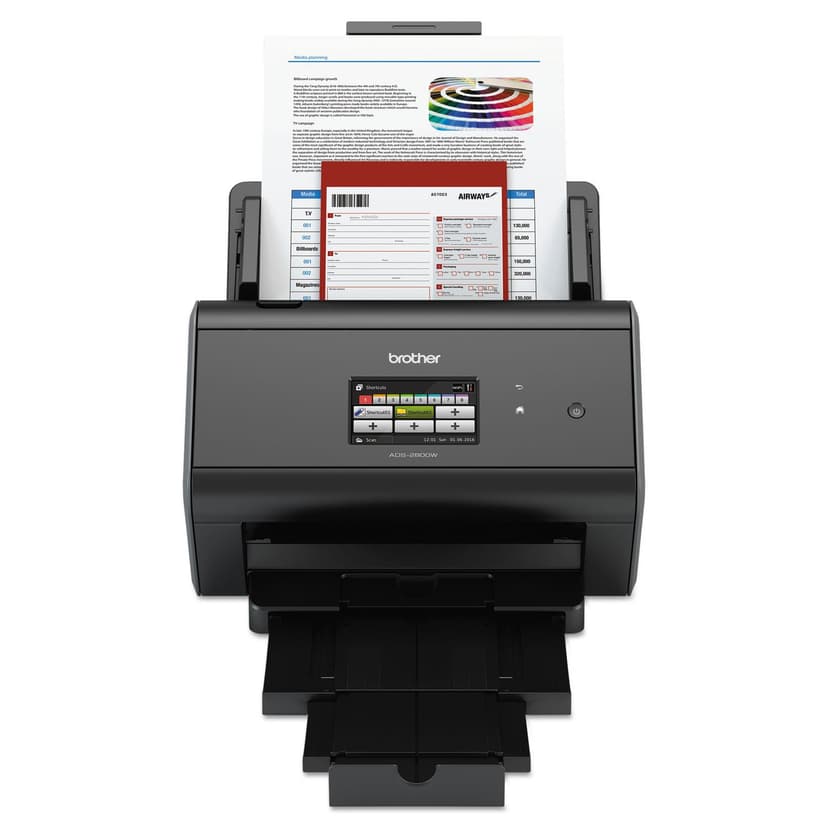 Brother ImageCenter ADS-2800W Wireless Document Scanner, Multi-Page Scanning, Color Touchscreen, Integrated Image Optimization, High-Precision Scanning, Continuous Scan Mode, Black