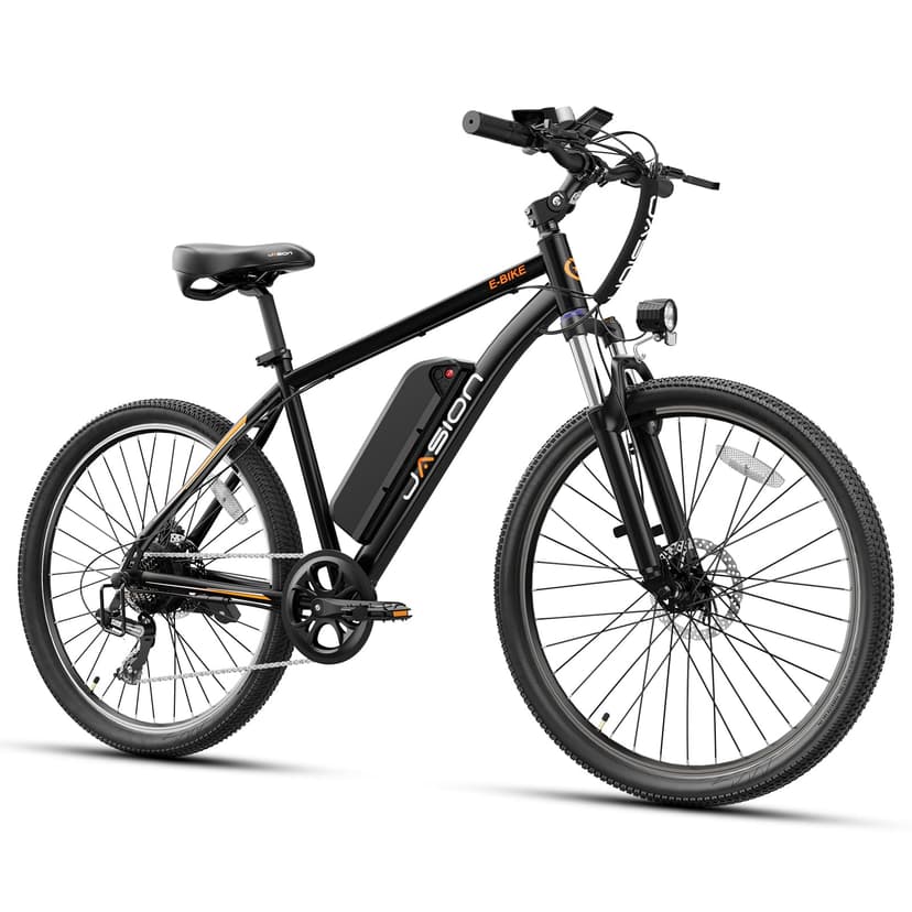Jasion EB5 Electric Bike for Adults with Peak 1000W Brushless Motor, 40Miles 20MPH Commuting Electric Mountain Bike with 360Wh Removable Battery, 7-Speed, 26" Tires and Front Fork Suspension