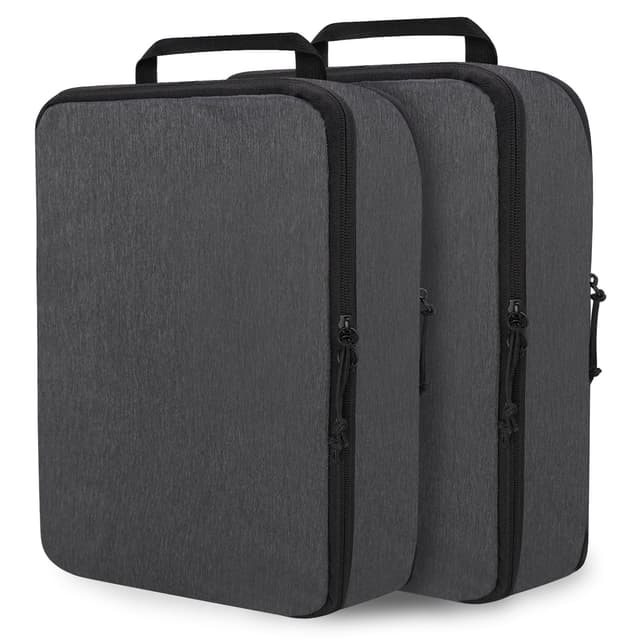Extra Large Compression Packing Cubes for Travel Essentials, 2 Set Expandable Travel Cubes for Packing Compression Bags Luggage Suitcase Organizer, Black