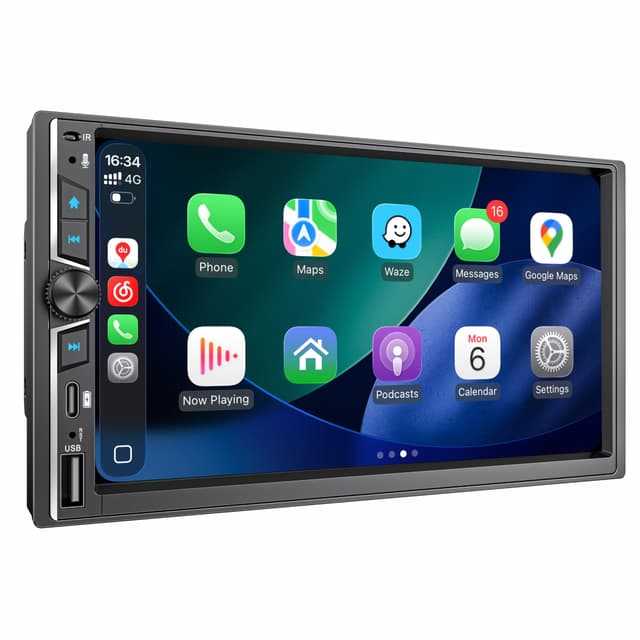 7" Double Din Car Stereo with Wireless Apple CarPlay & Android Auto, Built-in DSP Exclusive, 240W Hi-Power Audio, Bluetooth 5.3 Handsfree, FM Radio, Steering Wheel Control, Auto Backup Camera