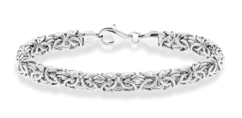 Miabella Italian 925 Sterling Silver Byzantine Bracelet for Women, Handmade in Italy (Length 7 Inches)