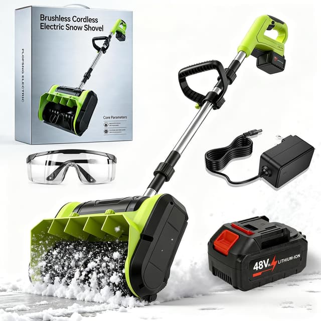 Brushless Cordless Snow Shovel 13.5-Inch, 40V Electric Snow Blower with 4.0Ah Battery & Rapid Charger, Battery Powered Snow Removal with 25FT Throw Distance for Driveways Patios Walkways (1 Battery)