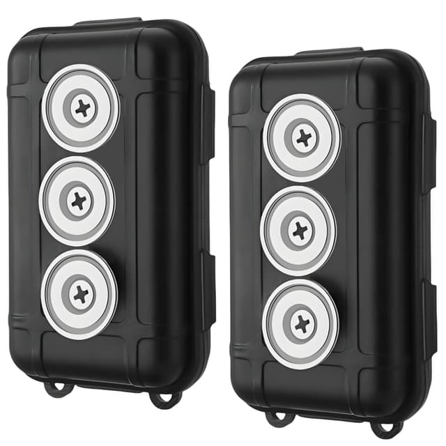 Riomhorry 2 Pcs Magnetic Key Holders Under Car, Hide Key Magnetic Box for Storage Key Indoors, Outdoors, Waterproof Hider Key on The Bottom of Car