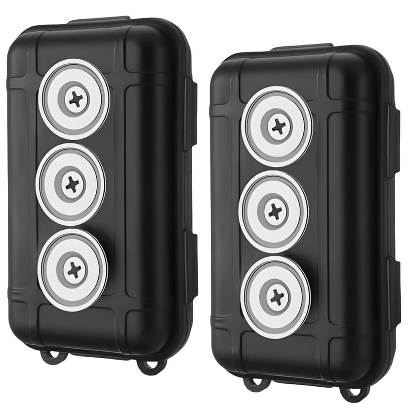 Riomhorry 2 Pcs Magnetic Key Holders Under Car, Hide Key Magnetic Box for Storage Key Indoors, Outdoors, Waterproof Hider Key on The Bottom of Car