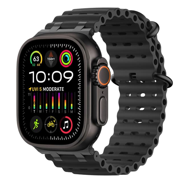 MoKo Ocean Band Compatible with Apple Watch Ultra 3/2/1 49mm, Upgraded Silicone Sports Bands 46mm 45mm 44mm for Men Women, Series 11/10/9/8/7/6/5 SE3/2/1 Breathable Strap with Metal Connector, A-Bk/Bk