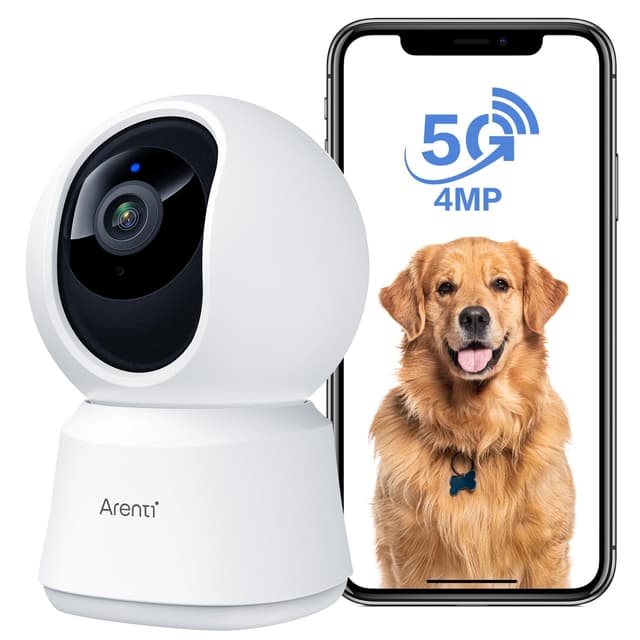 ARENTI 5G Indoor Security Camera, 4MP Pet Camera with Speaker for Dog/Cat, Baby Monitor with Phone App, Dual-Band WiFi, Auto Tracking, Super Night Vision, 2-Way Talk, Cloud & SD Card Storage(P2Q)