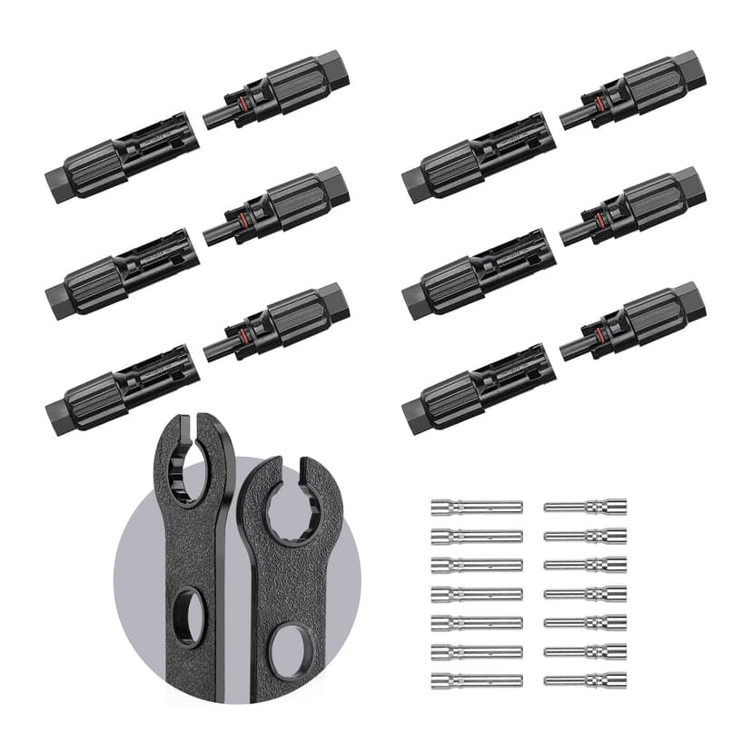 BougeRV 12 PCS Solar Connector Solar Panel Cable Connectors Solar Panel Connectors Kit Solar Connector with Spanners IP68 Waterproof 6 Pairs Male/Female (8AWG)