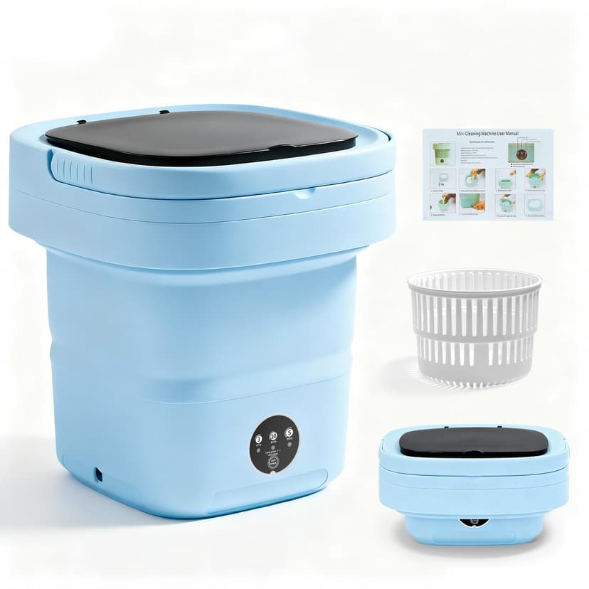 Blue Portable Washing Machine, Mini Washer, 16L Upgraded with Spin Basket, Foldable Design Ideal for Apartment, portable washer 3 Cleaning Modes Suitable for Small Clothes