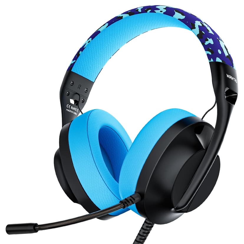 WIRWTRU S30 Gaming Headset with Microphone,198g Lightweight Design, Wired Gaming Headphones for Xbox, Xbox Series X|S, PS5, PS4, Switch, PC, Noise Cancelling Mic, Soft Earmuffs (Blue)