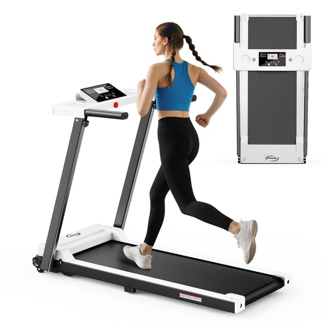Juturna Treadmills for Home, Walking Pad with Handle Bar, Portable Foldable Treadmill, 3.0 HP Walking Pad with 300 LBS Capacity, Folding Treadmill with LED Display, White