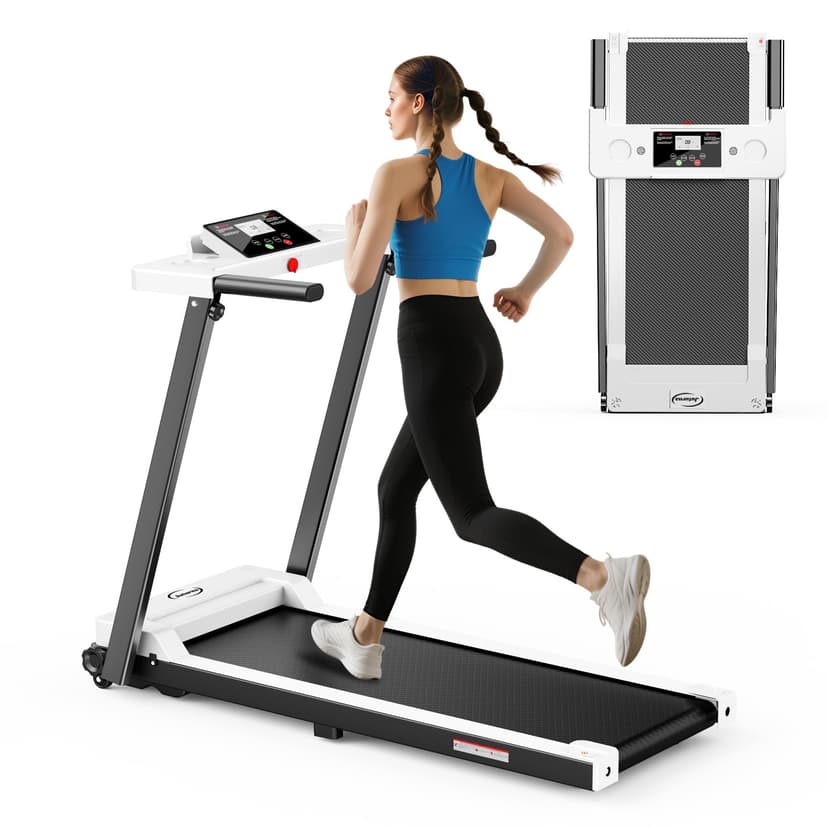 Juturna Treadmills for Home, Walking Pad with Handle Bar, Portable Foldable Treadmill, 3.0 HP Walking Pad with 300 LBS Capacity, Folding Treadmill with LED Display, White