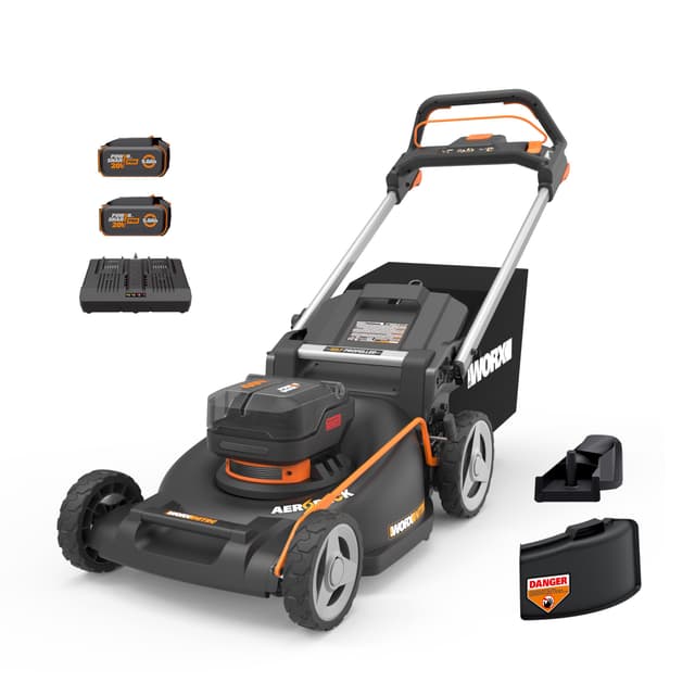 WORX Nitro 21" Cordless Lawn Mower, Electric Mower with Variable Speed, Self-propelled Lawn Mower with Aerodeck & Intellicut, 2 × 5.0 Ah Batteries & Charger Included, WG760