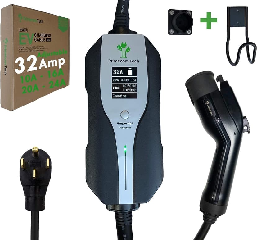 32Amp & 40Amp Primecom Level 2, Electric Vehicle (EV) Charger, (240V, 32A/40A), NEMA 14-50 Electric Car Charger, 30 feet, 40 feet, and 50 Feet Lengths for TESLA Level2 EV Charger (40, 32Amp) for Tesla
