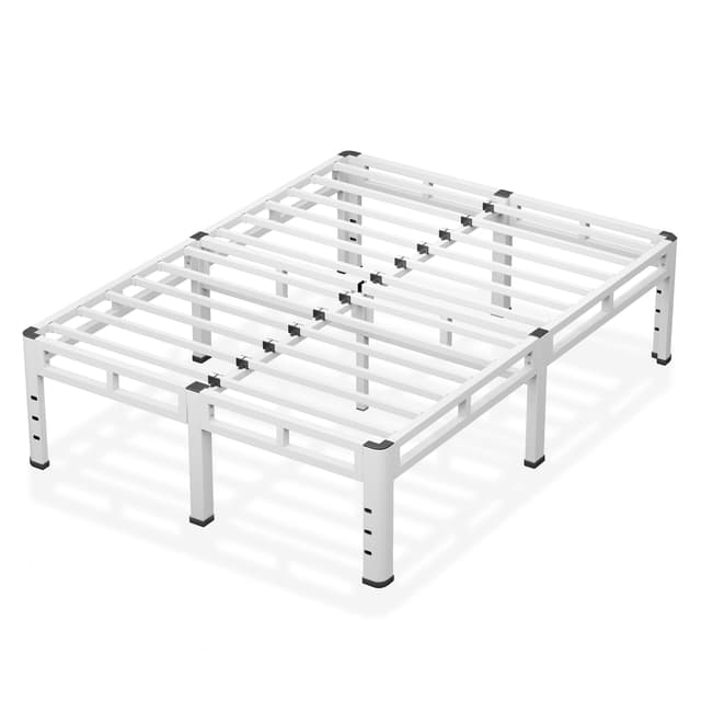 NKZ King Size Bed Frame 14 Inch, Metal Bed Frame & Box Spring 2 in 1 Platform with Round Corner Legs, 4000lbs Weight Capacity Reinforced Metal Frame, Headboard Hole, Noise-Free, Easy Assembly