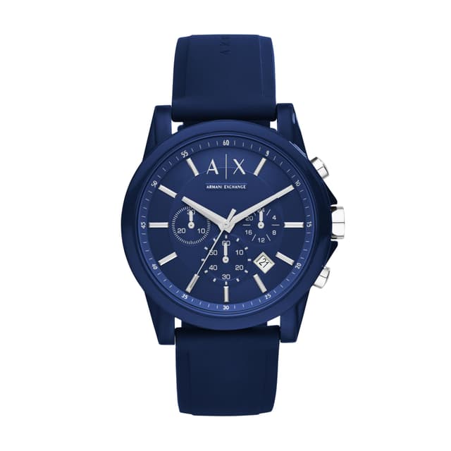 A|X Armani Exchange Chronograph Blue Silicone Watch for Men