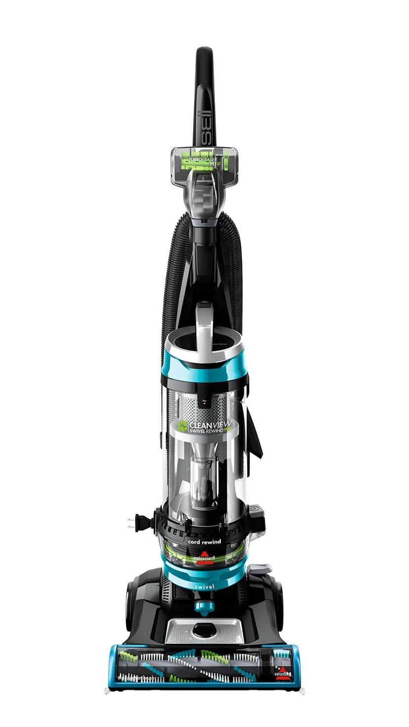 Bissell 2254 CleanView Swivel Rewind Pet Upright Bagless Vacuum, Automatic Cord Rewind, Swivel Steering, Powerful Pet Hair Pickup, Specialized Pet Tools, Large Capacity Dirt Tank, Teal