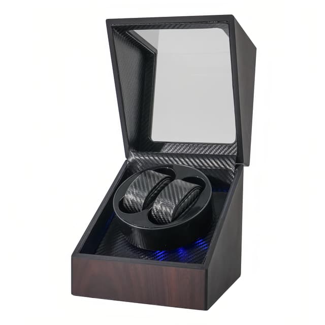 Watch Winders for Automatic Watches Double, Automatic Watch Winder Box, Watch Spinner for Rolex with Led Light, Battery or USB Powered, Present for Men and Women, Quiet Mabuchi Motor (Walnut)