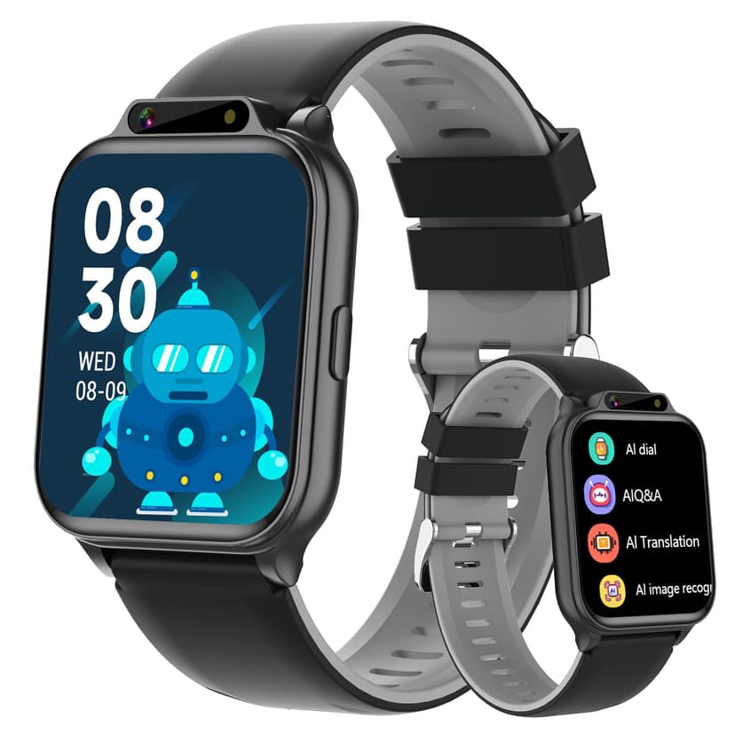 1.85" Kids Watch, AI(Translation/Q&A/Watch Face/Image Recognition)Smartwatches with Heart Rate,Sleep Monitor,Video Music Pedometer,NO APP/Phone, Gifts for 3-12 Years old Boys Girls(Built-in AI, Black)
