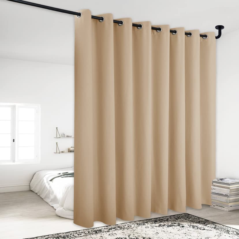 NICETOWN Privacy Room Divider Curtain Screen Partitions, Basement Hospital Medical Clinic Spa Lab Cubicle Divider Privacy Screen Patio Door Curtain (Biscotti Beige, 1 Panel, 120" Wide x 95" Long)
