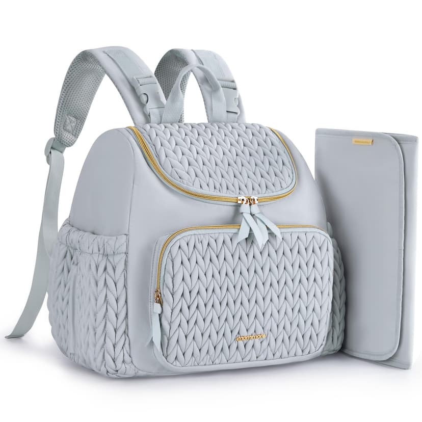 mommore Diaper Bag Small Diaper Backpack Stylish Toddler Baby Mini Maternity Bags Travel Backpacks with Insulated Pockets, Changing Pad, Stroller Straps