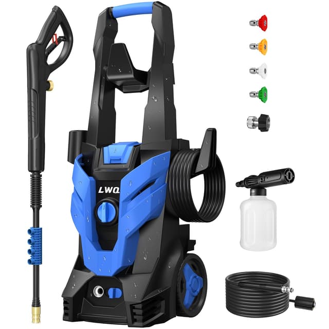 Pressure Washer, Power Washer with 4 Quick Connect Nozzles 1 Foam Cannon, Pressure Cleaning Machine for Cars/Fences/Driveways/Patios/Home Cleaning