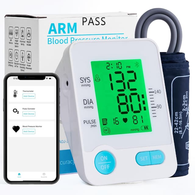 Blood Pressure Monitor: PickTalk Upper Arm Blood Pressure Monitors for Home Use - Adjustable Blood Pressure Cuff 9-17 in - Bluetooth Enabled-Large Backlit Display - Stores 2x99 Readings