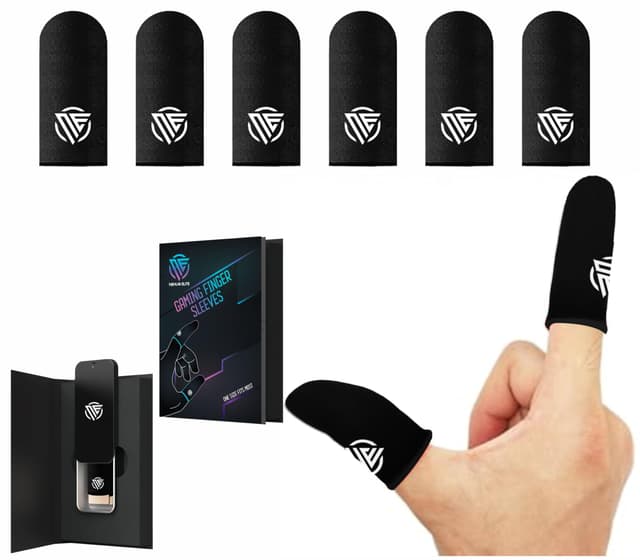Nexus Elite Gamer sleeves for pubg , mobile gaming finger cots sleeve gloves and covers , compression for thumb arthritis sweaty hands , Carbon Core