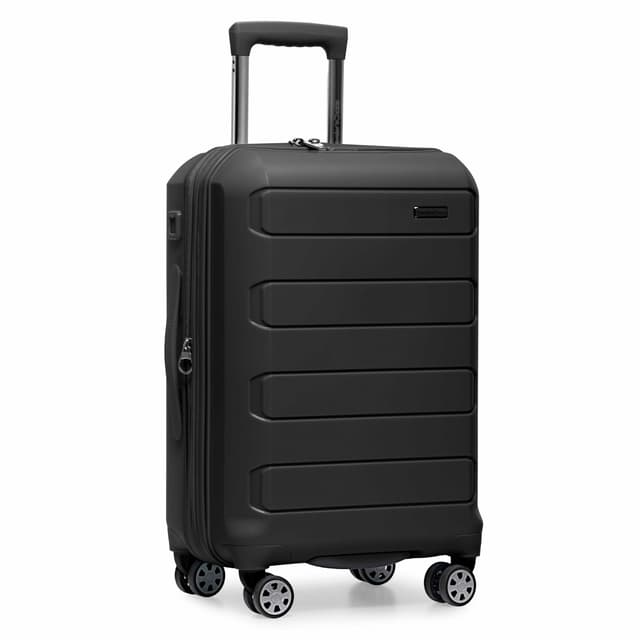 Traveler's Choice Pagosa Indestructible Hardshell Expandable Spinner Luggage, Black, 22-Inch Carry-on