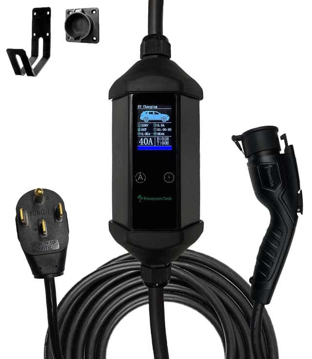 32Amp & 40Amp Primecom Level 2, Electric Vehicle (EV) Charger, (240V, 32A/40A), NEMA 14-50 Electric Car Charger, 30 feet, 40 feet, and 50 Feet Lengths for TESLA Level2 EV Charger (50, 40Amp) for Tesla