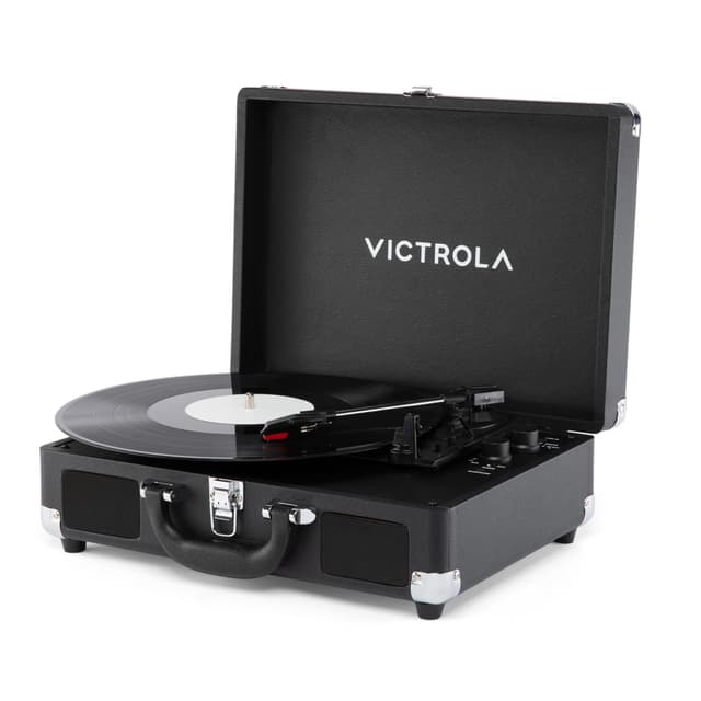 Victrola Journey II (2025 Model) – Bluetooth Suitcase Record Player – Built-in Stereo Speakers with Enhanced Bass, 3-Speed Turntable, Bluetooth Input and Output, RCA & Headphone Outputs (Black)