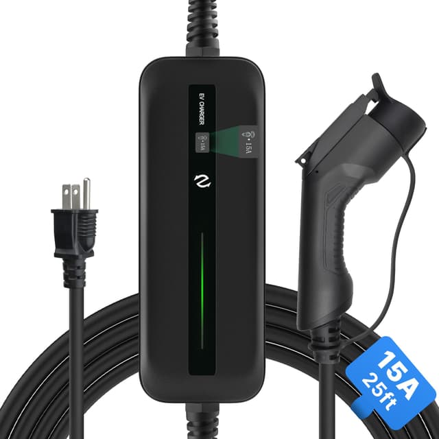 Morec Level 1 EV Charger, Portable EV Charger with 25ft Extension Cable, Nema 5-15 Plug 110V 15A, for SAE J1772 EVS and PHEVS
