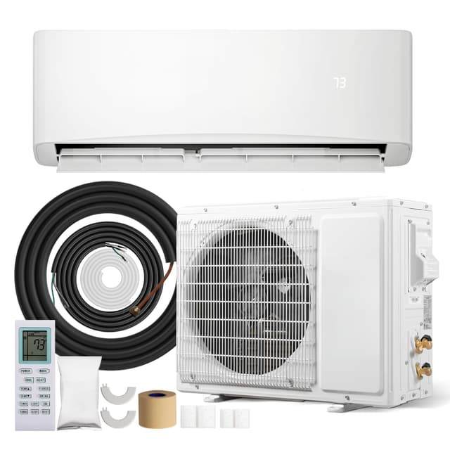 Kinetheme 12000BTU Mini Split AC/Heating System, 17 SEER2 115V Inverter Air Conditioner Cools/Heats Up to 750 Sq.Ft, Complete Installation Kit